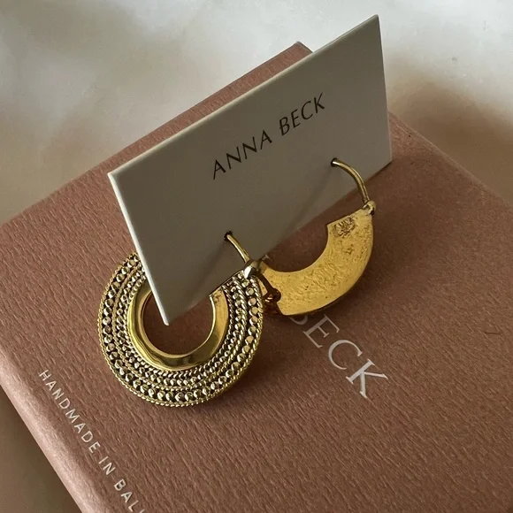 ANNA BECK Medium Smooth and Dotted Hoop Earrings - NIB - Picture 14 of 15